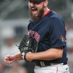 
              Boston Red Sox relief pitcher John Schreiber reacts after getting the final out in the ninth inning to defeat Atlanta Braves in a baseball game Tuesday, May 10, 2022, in Atlanta. (AP Photo/John Bazemore)
            