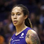 
              FILE - Phoenix Mercury center Brittney Griner pauses on the court during the second half of a WNBA basketball game against the Seattle Storm, Sept. 3, 2019, in Phoenix. The Biden administration has determined that Griner is being wrongfully detained in Russia, meaning the United States will more aggressively work to secure her release even as the legal case against her plays out, two U.S. officials said Tuesday, May 3, 2022.  (AP Photo/Ross D. Franklin, File)
            