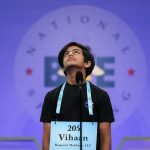 
              Vihaan Sibal, 13, from McGregor, Texas, competes during the Scripps National Spelling Bee, Tuesday, May 31, 2022, in Oxon Hill, Md. (AP Photo/Alex Brandon)
            