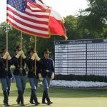
              A honor guard presents colors in honor of Memorial Day after the final round of the Charles Schwab Challenge golf tournament at the Colonial Country Club in Fort Worth, Texas, Sunday, May 29, 2022. Sam Burns won the tournament. (AP Photo/LM Otero)
            