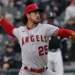
              Los Angeles Angels starting pitcher Michael Lorenzen throws against the Chicago White Sox during the first inning of a baseball game in Chicago, Sunday, May 1, 2022. (AP Photo/Nam Y. Huh)
            