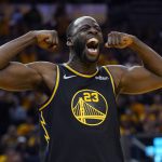 
              Golden State Warriors forward Draymond Green celebrates after scoring against the Dallas Mavericks during the second half in Game 5 of the NBA basketball playoffs Western Conference finals in San Francisco, Thursday, May 26, 2022. (AP Photo/Jeff Chiu)
            