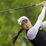 
              Minjee Lee tees off on the second hole during the third round of the LPGA Cognizant Founders Cup golf tournament, Saturday, May 14, 2022, at the Upper Montclair Country Club in Clifton, N.J. (AP Photo/John Minchillo)
            