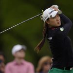 
              Minjee Lee, of Australia, hits off the fourth tee during the fourth round of the LPGA Cognizant Founders Cup golf tournament, Sunday, May 15, 2022, in Clifton, N.J. (AP Photo/Seth Wenig)
            