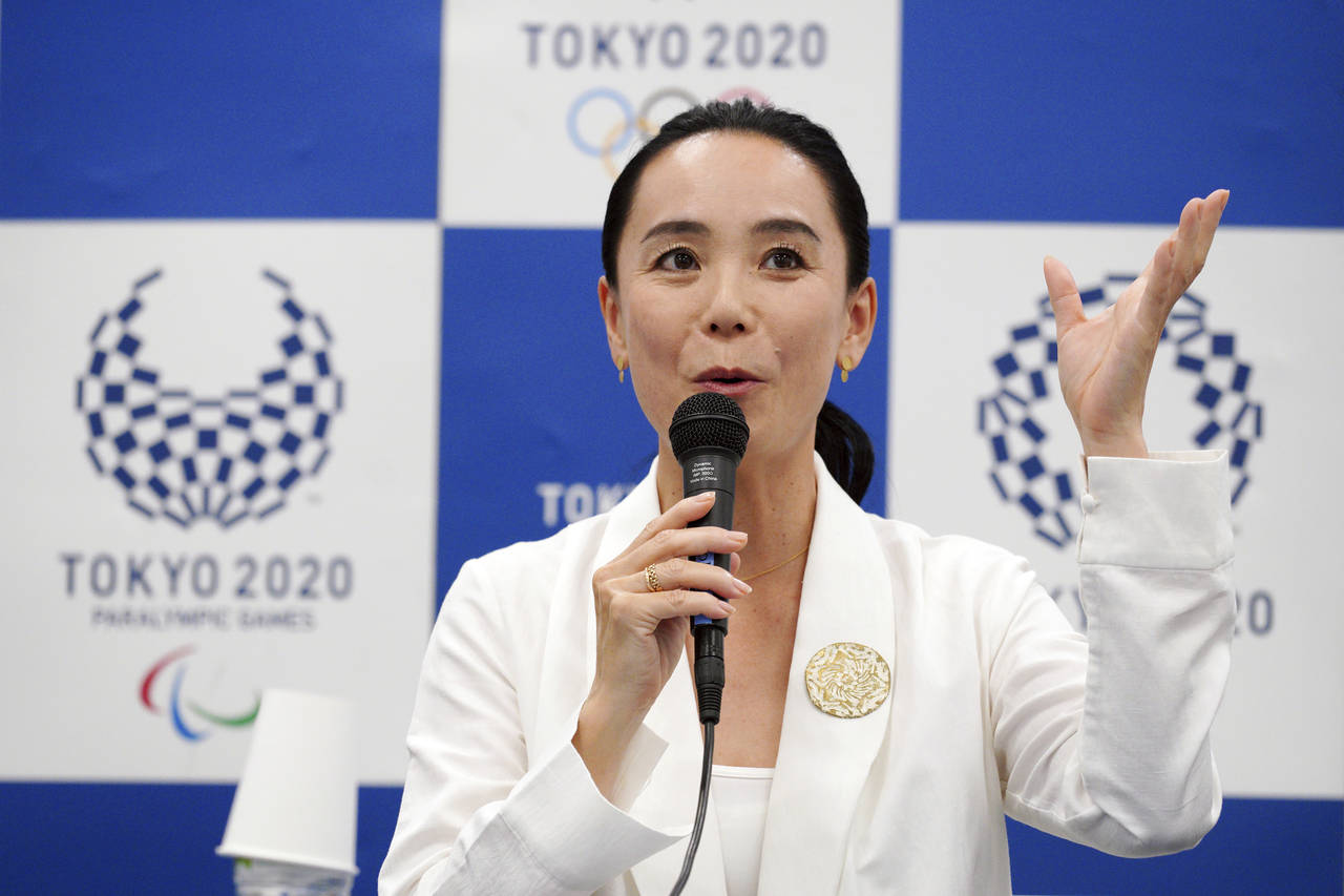 FILE - Japanese film director Naomi Kawase speaks during a press conference in Tokyo on  Oct. 23, 2...