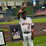 
              Houston Astros manager Dusty Baker Jr. is honored before a baseball game against the Seattle Mariners Wednesday, May 4, 2022, in Houston. Baker won his 2,000th career game as a manager Tuesday. (AP Photo/David J. Phillip)
            