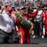 
              Car owner Chip Ganassi, left, and Marcus Ericsson, of Sweden, celebrate after Ericsson won the Indianapolis 500 auto race at Indianapolis Motor Speedway, Sunday, May 29, 2022, in Indianapolis. (AP Photo/Darron Cummings)
            