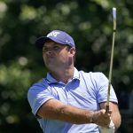 
              Patrick Reed hits off the eighth tee during the first round of the Charles Schwab Challenge golf tournament at the Colonial Country Club, Thursday, May 26, 2022, in Fort Worth, Texas. (AP Photo/Tony Gutierrez)
            