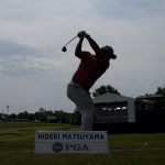 
              Hideki Matsuyama, of Japan, warms up on the driving range before a practice round for the PGA Championship golf tournament, Tuesday, May 17, 2022, in Tulsa, Okla. (AP Photo/Eric Gay)
            
