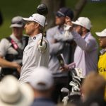 
              Will Zalatoris watches his tee shot on the 12th hole during the final round of the PGA Championship golf tournament at Southern Hills Country Club, Sunday, May 22, 2022, in Tulsa, Okla. (AP Photo/Matt York)
            
