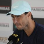
              Spain's Rafael Nadal talks to journalists during a press conference at the Italian Open tennis tournament, in Rome, Monday, May 9, 2022. (AP Photo/Gregorio Borgia)
            