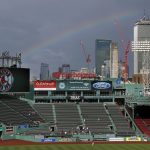 
              A rainbow forms over Fenway Park before the second game of a baseball doubleheader between the Boston Red Sox and the Baltimore Orioles, Saturday, May 28, 2022, in Boston. (AP Photo/Michael Dwyer)
            
