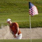 
              Texas golfer Parker Coody hits from the eighth bunker during the final round of the NCAA college men's stroke play golf championship, Monday, May 30, 2022, in Scottsdale, Ariz. (AP Photo/Matt York)
            