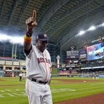 
              Houston Astros manager Dusty Baker Jr. celebrates after a baseball game against the Seattle Mariners Tuesday, May 3, 2022, in Houston. The Astros won 4-0 giving Baker 2,000 career wins. (AP Photo/David J. Phillip)
            