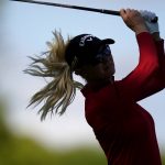 
              Madelene Sagstrom hits off the 11th tee during the first round of the LPGA Cognizant Founders Cup golf tournament, Thursday, May 12, 2022, in Clifton, N.J. (AP Photo/Seth Wenig)
            