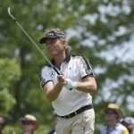 
              Bernhard Langer tees off on the second hole Sunday, May 29, 2022, during the final round of the Senior PGA Championship golf tournament at Harbor Shores in Benton Harbor, Mich. (Don Campbell/The Herald-Palladium via AP)
            