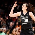 Breanna Stewart of the Seattle Storm reacts after making a 3-pointer in overtime against New York.(Photo by Steph Chambers/Getty Images)