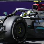 
              Mercedes driver Lewis Hamilton of Britain steers his car during the Azerbaijan Formula One Grand Prix at the Baku circuit, in Baku, Azerbaijan, Sunday, June 12, 2022. (AP Photo/Sergei Grits)
            