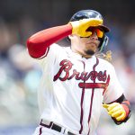 
              Atlanta Braves' William Contreras gestures to crowd after solo home run in the second inning of a baseball game against the Pittsburgh Pirates, Sunday, June 12, 2022, in Atlanta. (AP Photo/Hakim Wright Sr.)
            