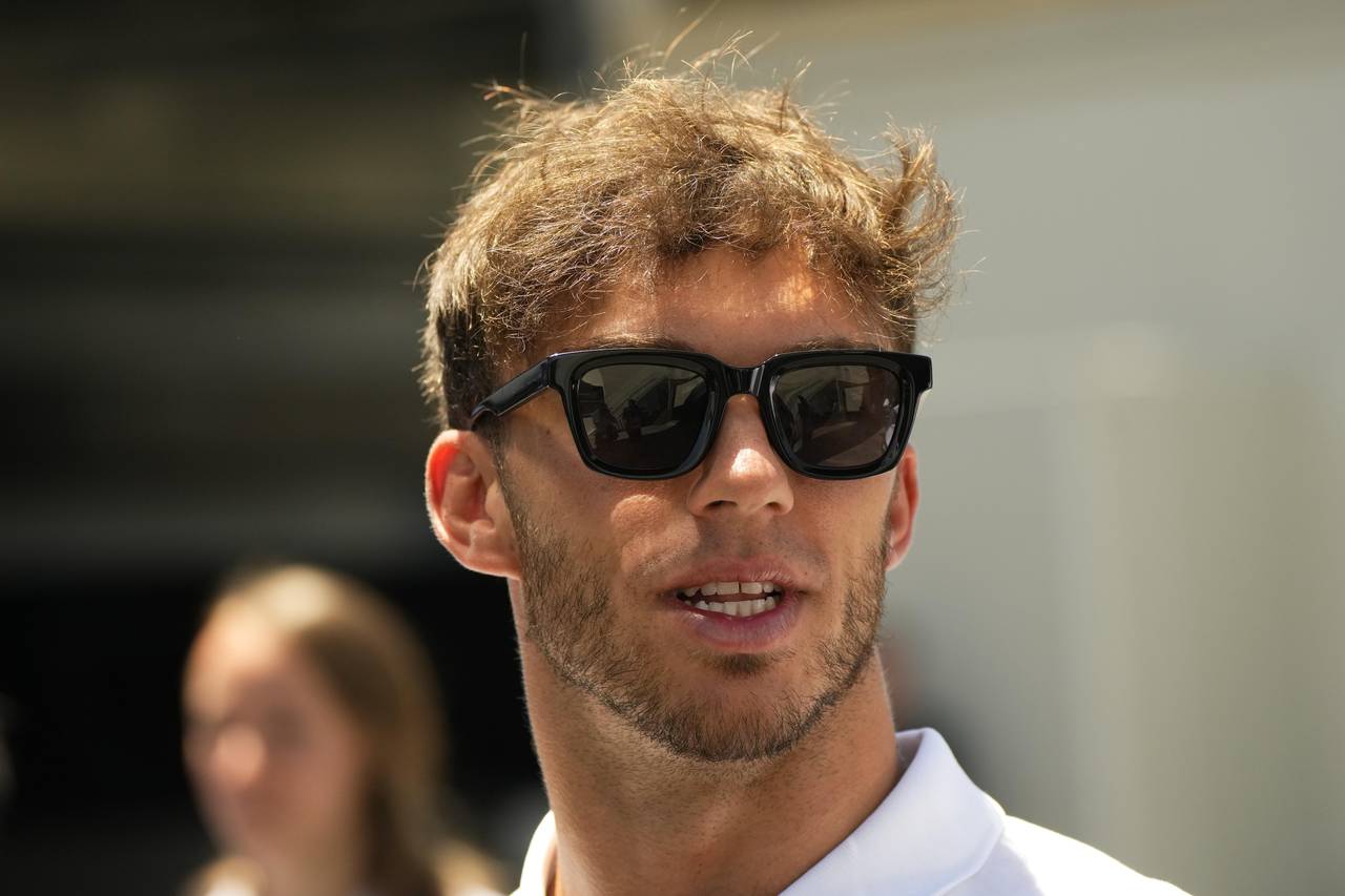 AlphaTauri driver Pierre Gasly of France arrives prior to the third free practice at the Baku circu...