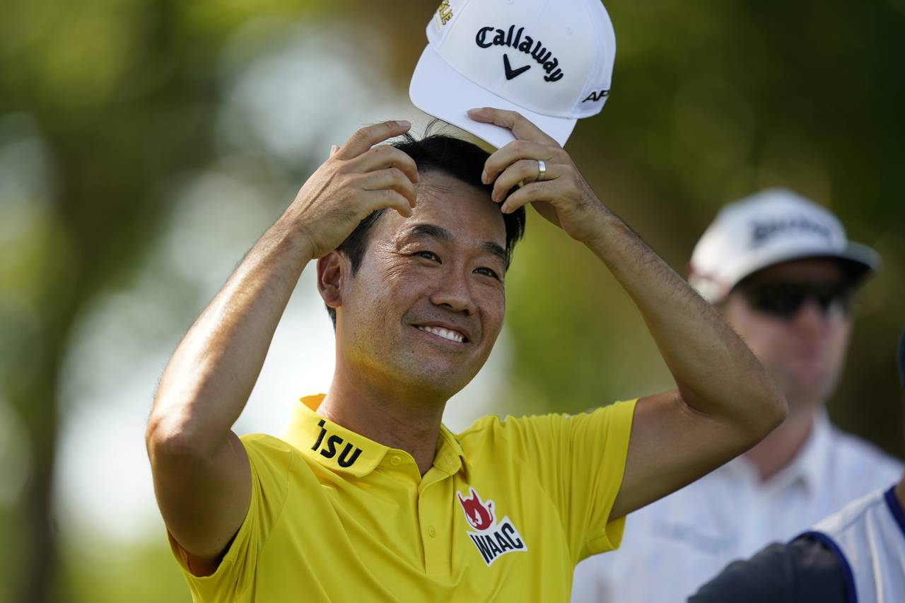 Kevin Na stands at the tee box on the third hole during the second round of the Charles Schwab Chal...