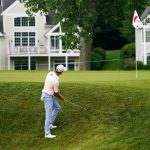 
              Harris English hits from the rough on the 12th hole during the second round of the Travelers Championship golf tournament at TPC River Highlands, Friday, June 24, 2022, in Cromwell, Conn. (AP Photo/Seth Wenig)
            