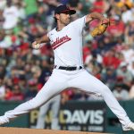 
              Cleveland Guardians starting pitcher Shane Bieber throws to a Boston Red Sox batter during a baseball game Saturday, June 25, 2022, in Cleveland. (John Kuntz/Cleveland.com via AP)
            