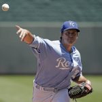
              Kansas City Royals starting pitcher Zack Greinke throws during the first inning of a baseball game against the Texas Rangers Wednesday, June 29, 2022, in Kansas City, Mo. (AP Photo/Charlie Riedel)
            