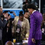 
              Paolo Banchero, reacts after being selected as the number one pick overall by the Orlando Magic in the NBA basketball draft, Thursday, June 23, 2022, in New York. (AP Photo/John Minchillo)
            