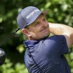 
              Justin Rose hits his tee shot the 14th hole during round one of the Canadian Open at St. George's Golf and Country Club in Toronto on Thursday, June 9, 2022. (Nathan Denette/The Canadian Press via AP)
            