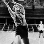 
              FILE - Ann Meyers drives during practice at the NBA rookie camp for the Indiana Pacers in Indianapolis, Sept. 10, 1978. (AP Photo/File)
            