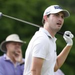 
              Patrick Cantlay watches his shot on the third hole during the first round of the U.S. Open golf tournament at The Country Club, Thursday, June 16, 2022, in Brookline, Mass. (AP Photo/Charles Krupa)
            