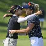 
              In Gee Chun, of South Korea, left, hugs Lexi Thompson after Chun won the KPMG Women's PGA Championship golf tournament at Congressional Country Club, Sunday, June 26, 2022, in Bethesda, Md. (AP Photo/Nick Wass)
            