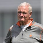 
              Cleveland Browns owner Jimmy Haslam stands on the field during an NFL football practice at the team's training facility Wednesday, June 8, 2022, in Berea, Ohio. (AP Photo/David Richard)
            