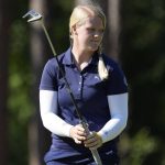 
              Ingrid Lindblad, of Sweden, watches a putt on the 10th hole during the first round of the U.S. Women's Open golf tournament at the Pine Needles Lodge & Golf Club in Southern Pines, N.C. on Thursday, June 2, 2022. (AP Photo/Chris Carlson)
            