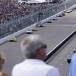 
              Fans watch during a NASCAR Cup Series auto race at World Wide Technology Raceway, Sunday, June 5, 2022, in Madison, Ill. (AP Photo/Jeff Roberson)
            