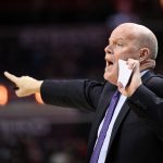 
              FILE - Charlotte Hornets head coach Steve Clifford points during the second half of an NBA basketball game against the Washington Wizards, on March 31, 2018, in Washington. Clifford has agreed to a multiyear contract to return as head coach of the NBA’s Hornets, according to a person familiar with the situation. The person spoke to The Associated Press on condition of anonymity Friday, June 24, 2022, because the team has not yet announced the move.  (AP Photo/Nick Wass, File)
            