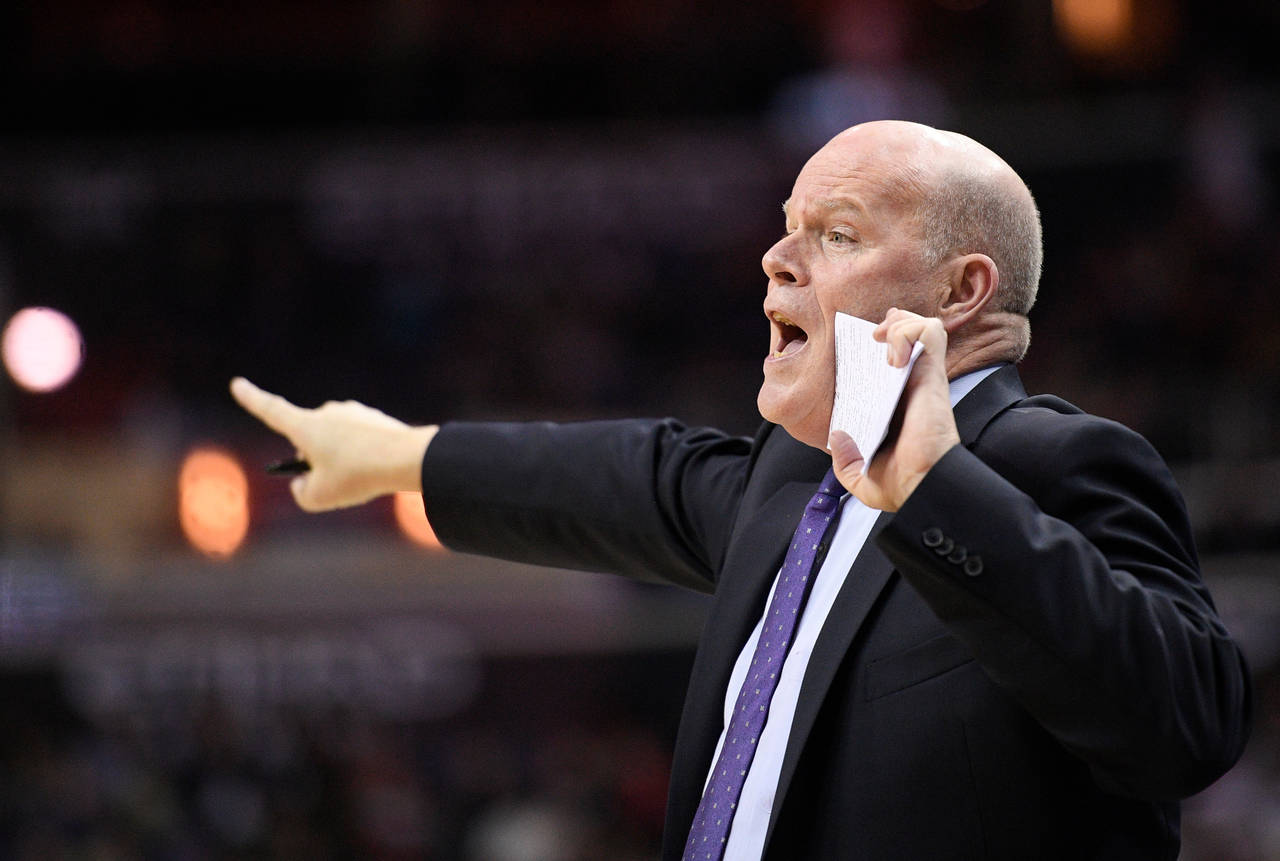 FILE - Charlotte Hornets head coach Steve Clifford points during the second half of an NBA basketba...