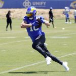 
              Los Angeles Rams wide receiver Cooper Kupp makes a catch at the NFL football team's practice facility Monday, May 23, 2022, in Thousand Oaks, Calif. (AP Photo/Marcio Jose Sanchez)
            