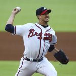
              Atlanta Braves starting pitcher Charlie Morton delivers against the San Francisco Giants during the first inning of a baseball game on Wednesday, June 22, 2022, in Atlanta. (Curtis Compton/Atlanta Journal-Constitution via AP)
            
