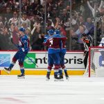
              Colorado Avalanche right wing Valeri Nichushkin (13) celebrates a goal against Tampa Bay Lightning goaltender Andrei Vasilevskiy (88) during the third period in Game 5 of the NHL hockey Stanley Cup Final, Friday, June 24, 2022, in Denver. (AP Photo/Jack Dempsey)
            