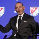 
              FILE - In this Feb. 26, 2020, file photo, Major League Soccer Commissioner Don Garber speaks during the leagues 25th Season kickoff event in New York, Feb. 26, 2020. Apple's foray into live sports took a big step forward Tuesday, June 14, 2022. Apple and Major League Soccer have announced a 10-year partnership on a streaming service that will allow fans to watch every game without local blackouts or restrictions. The service will be available exclusively through the Apple TV app beginning next year. (AP Photo/Richard Drew, File)
            