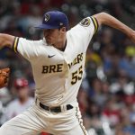
              Milwaukee Brewers' Hoby Milner throws during the seventh inning of a baseball game against the St. Louis Cardinals Wednesday, June 22, 2022, in Milwaukee. (AP Photo/Morry Gash)
            
