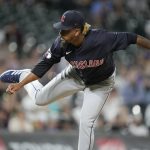 
              Cleveland Guardians relief pitcher Emmanuel Clase works against the Colorado Rockies during the 10th inning of a baseball game Tuesday, June 14, 2022, in Denver. (AP Photo/David Zalubowski)
            