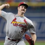 
              St. Louis Cardinals' Miles Mikolas pitches to the Tampa Bay Rays during the first inning of a baseball game Thursday, June 9, 2022, in St. Petersburg, Fla. (AP Photo/Chris O'Meara)
            