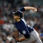 
              Seattle Mariners starting pitcher Logan Gilbert throws during the third inning of a baseball game against the Houston Astros Wednesday, June 8, 2022, in Houston. (AP Photo/David J. Phillip)
            