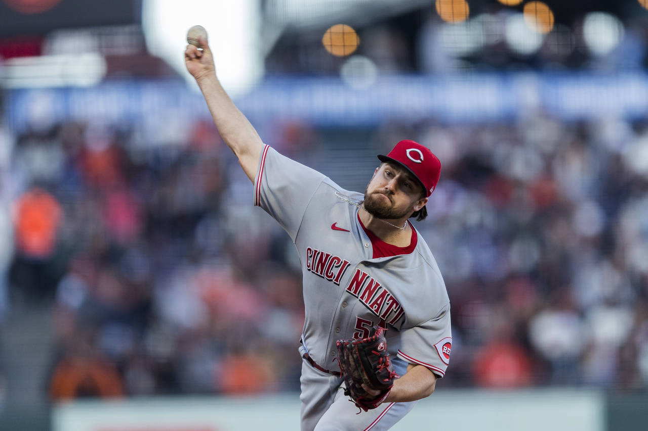 Cincinnati Reds' Graham Ashcraft pitches against the San Francisco Giants during the first inning o...