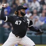 
              Chicago White Sox starting pitcher Johnny Cueto delivers during the first inning of the team's baseball game against the Los Angeles Dodgers on Wednesday, June 8, 2022, in Chicago. (AP Photo/Charles Rex Arbogast)
            