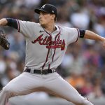 
              Atlanta Braves starting pitcher Max Fried works against the Colorado Rockies during the first inning of a baseball game Friday, June 3, 2022, in Denver. (AP Photo/David Zalubowski)
            