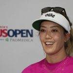 
              Michelle Wie West speaks during a news conference after a practice round for the U.S. Women's Open golf tournament at the Pine Needles Lodge & Golf Club in Southern Pines, N.C. on Tuesday, May 31, 2022. (AP Photo/Chris Carlson)
            